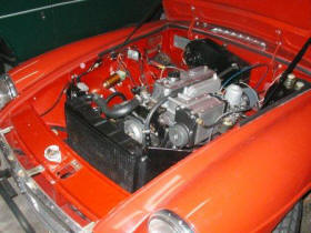 HP Supercharged MG B Roadster engine GB Image copyright (c) 2011.